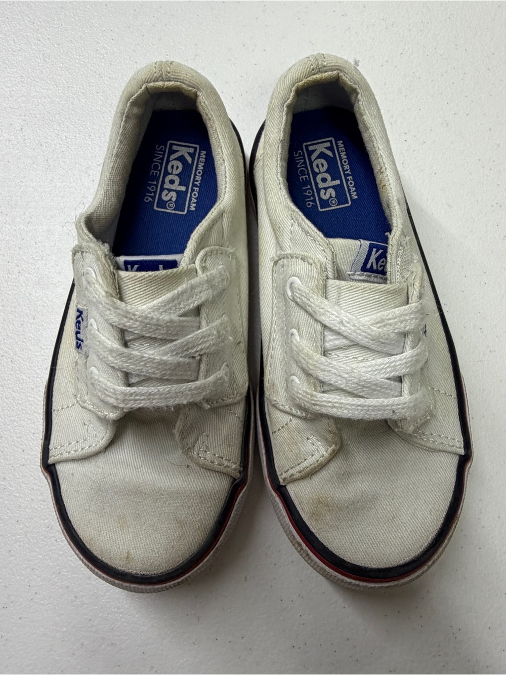 Keds Jumpkick Jr Kids White Canvas Sneakers Navy Red Size 10M Toddler